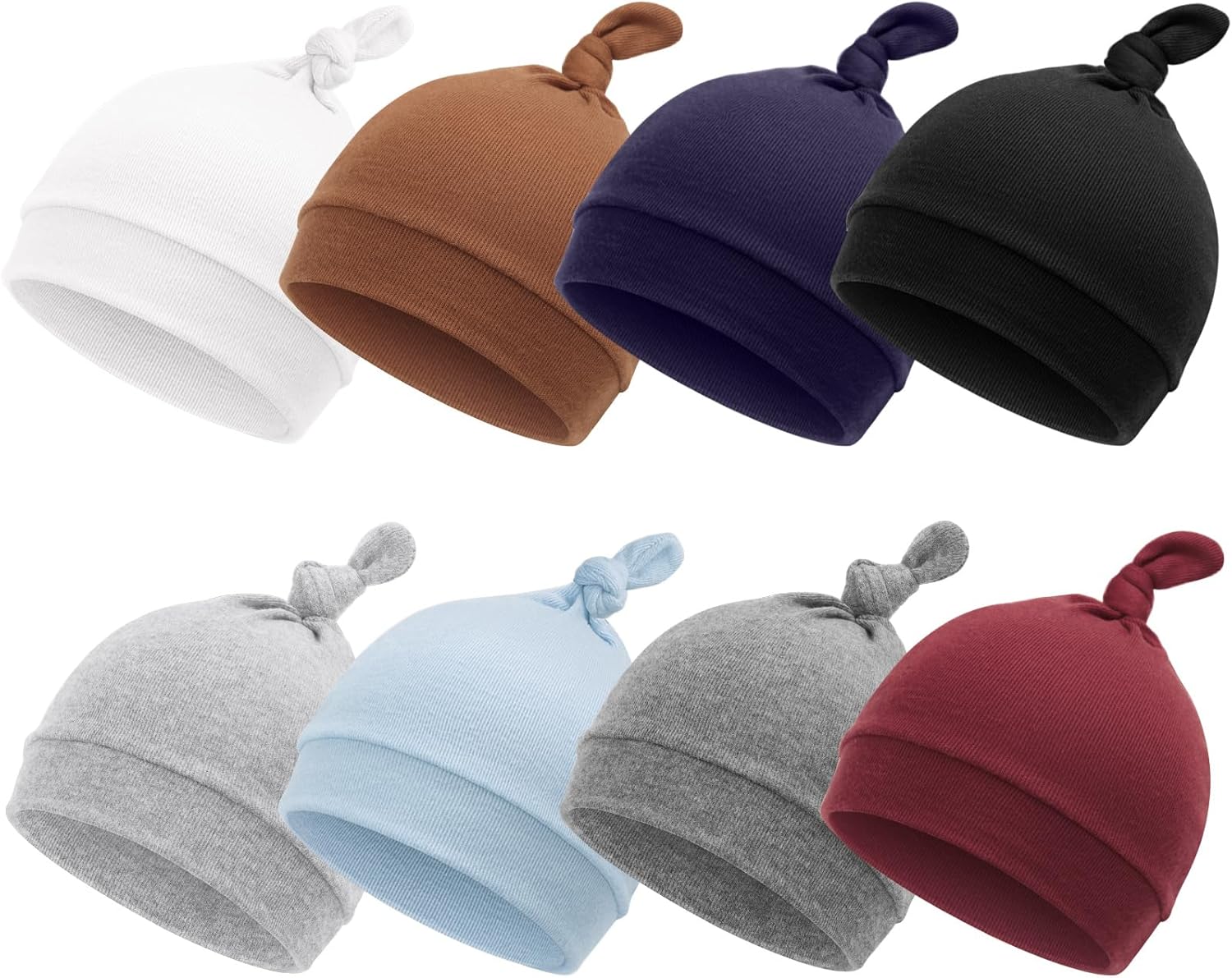 DRESHOW BQUBO 8 Pack Unisex Baby Beanie Hat Infant Toddler Kid Hats Baby Soft Cute Knit Cap Nursery Beanie