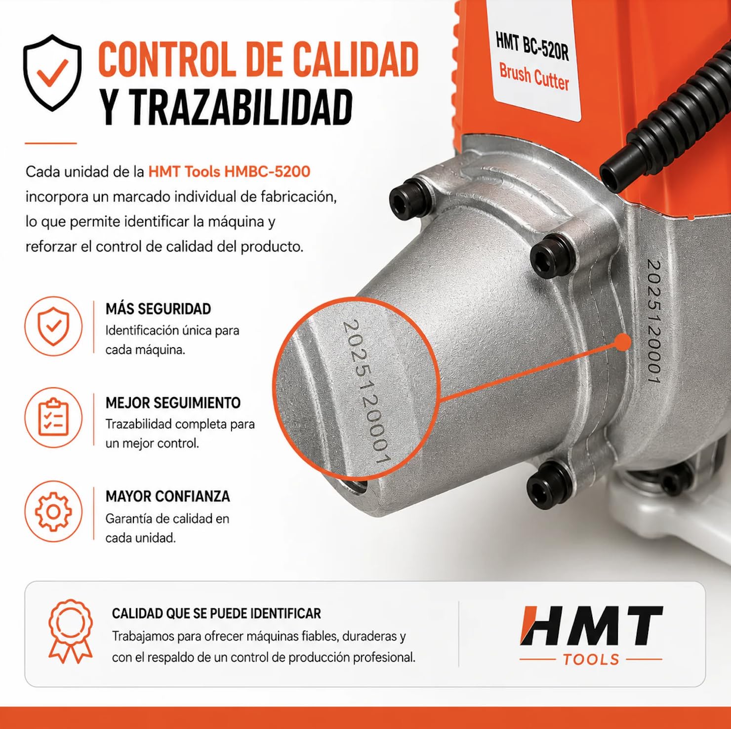 Desbrozadora Gasolina 52cc HMT 2 CV con 3 Sistemas de Corte – Cabezal Nylon, Cuchilla 3 Puntas y Disco para Maleza