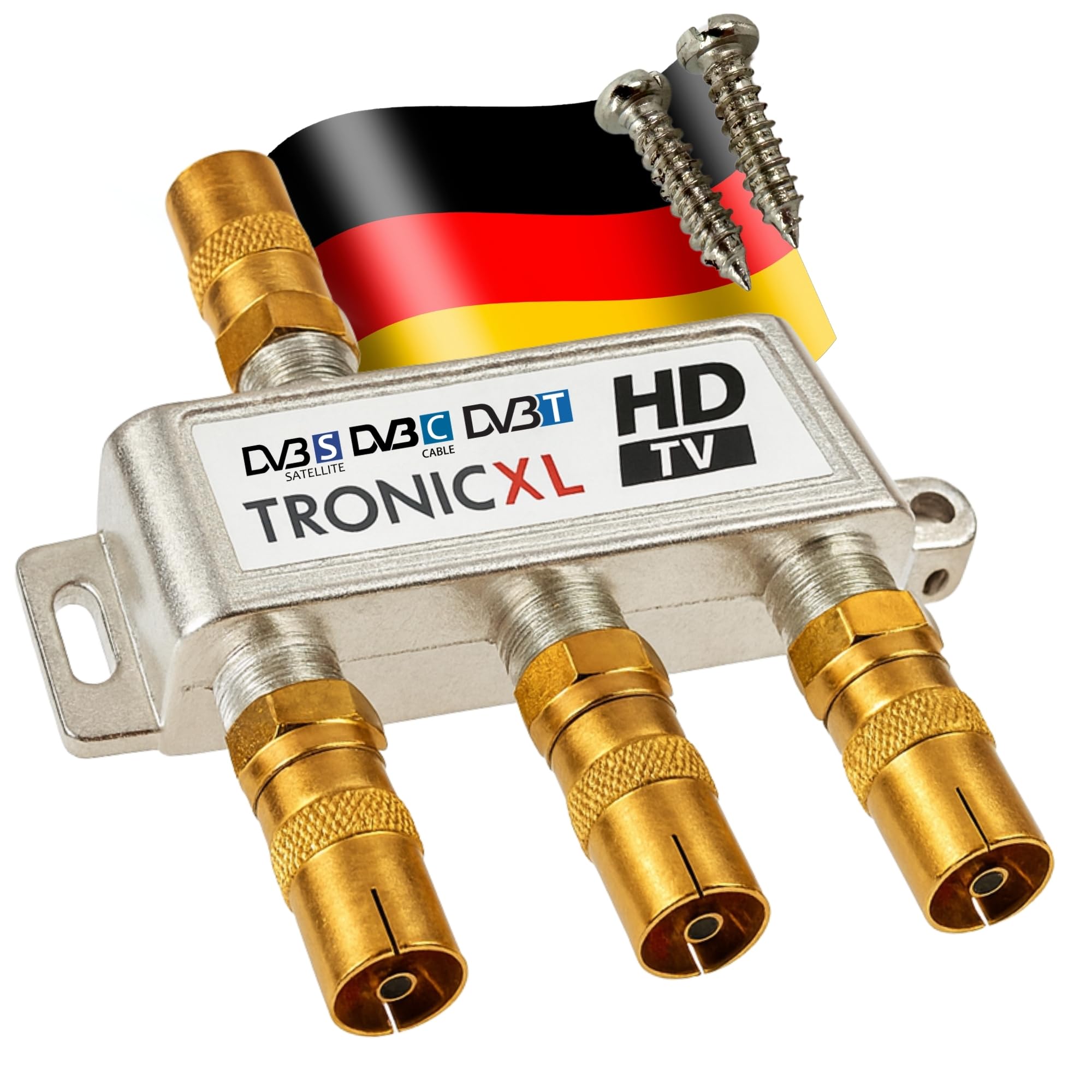 TronicXL Premium Distribuidor 3 Salidas Divisor Coaxial HD 3D 4K | Para DVBT, SAT, Vodafone, Sky, Cable HDTV