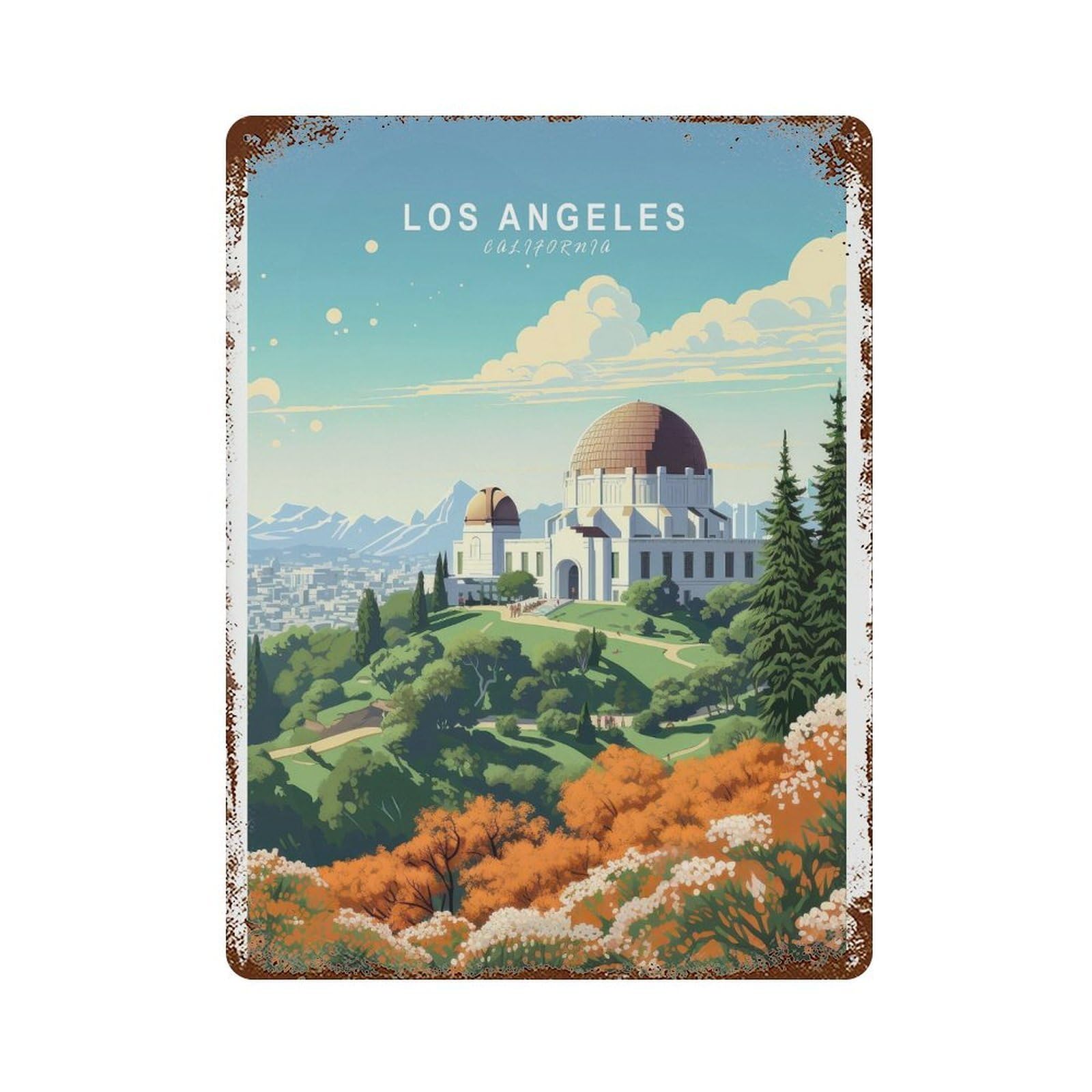 xiaoxiaoshen Los Angeles Travel Griffith Observatory California Custom Personalized (3) Wall Decor Art Metal Tin Poster Modern Home Decor Art Home Bar Shop Decorations Vintage Sign 40x30cm