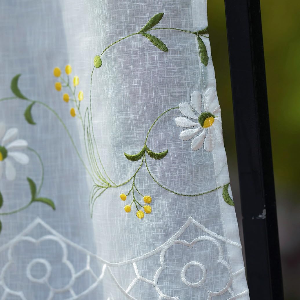 Amazon｜Wemay刺繍 花柄 カフェカーテン セット2枚組 小窓
