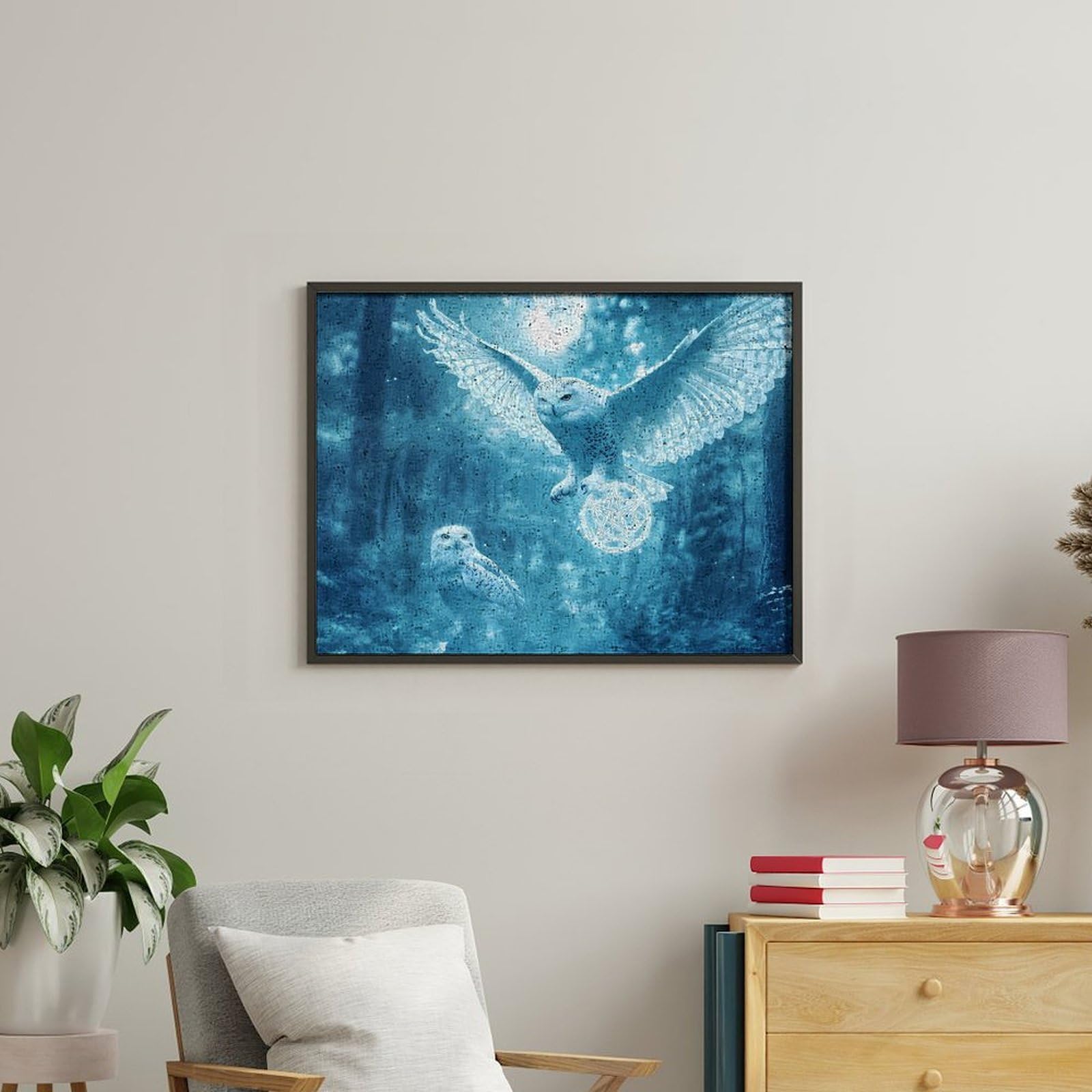 Lustiges Malen nach Zahlen für Erwachsene, Motiv: Weiße Eule, Baumwolle, digitales Ölgemälde, Heimdekoration, Geschenk, 50 x 65 cm