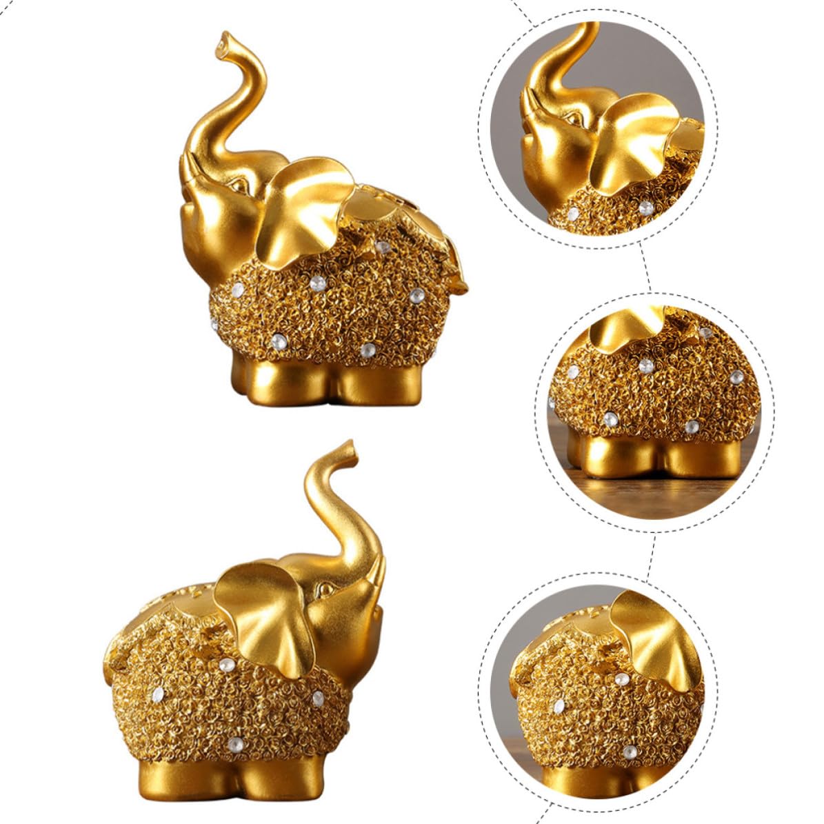 CLISPEED Ornamenti in Resina Elefante Oro 2 Pezzi Decorazione Casa Stabile e Lavorazione Fine per Arredamento Interno e Festa di Primavera