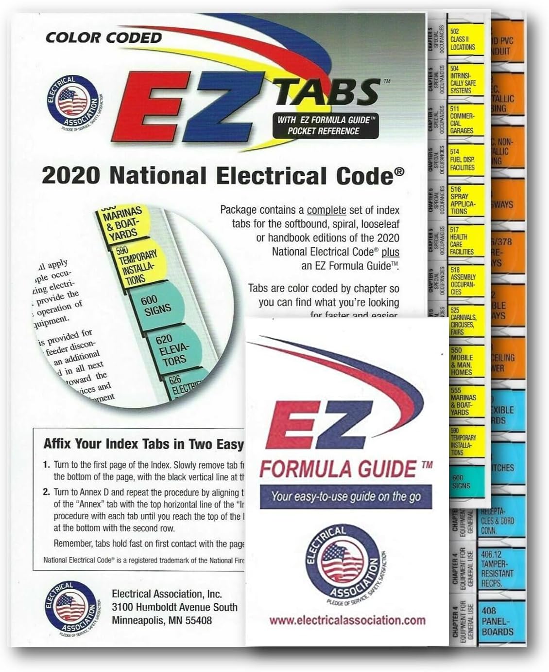 2020 EZ Tabs (Color Coded) with a Formula Guide Based on National Electrical Code, NEC, 2020 Edition