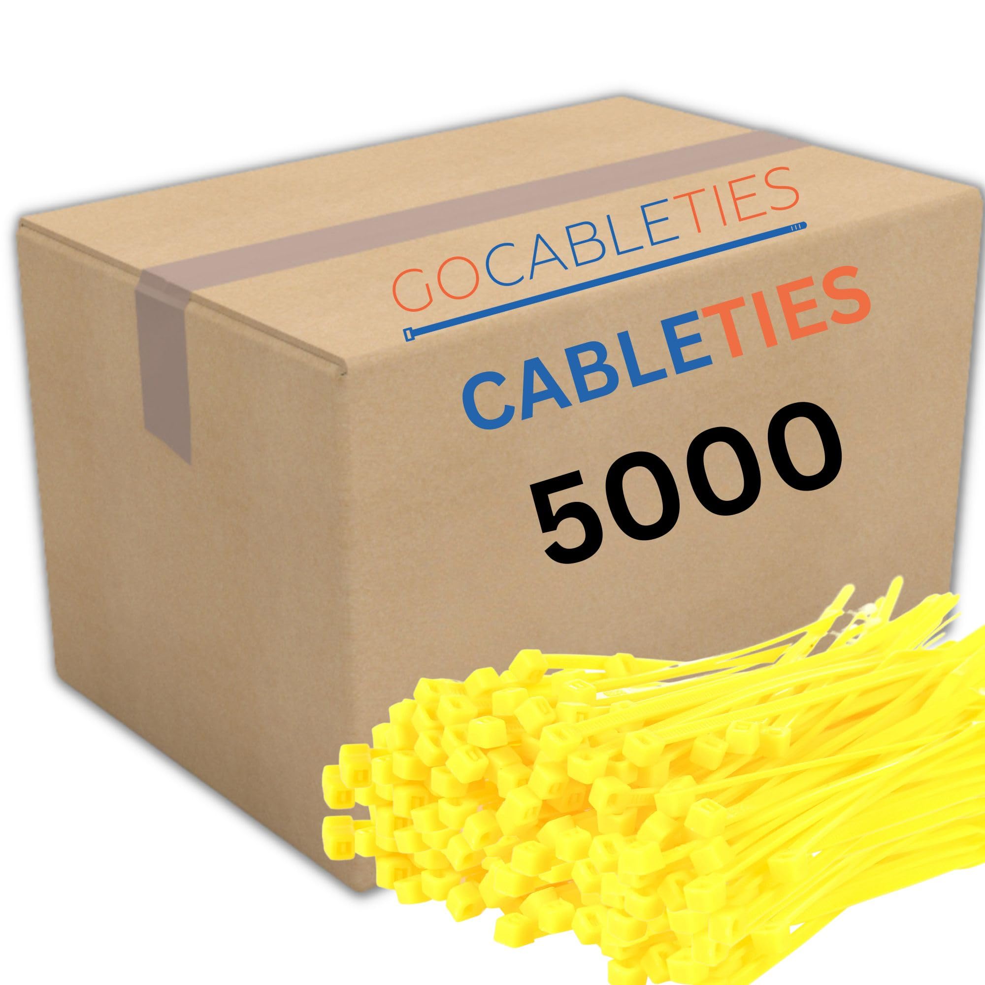 Gocableties Yellow Cable Ties, 100Mm X 2.5Mm, Bulk Pack Of 5000, 4” Premium Nylon Zip Ties, Plastic Tie Wraps, Secure Self-Locking Mechanism, For Home, Garden, Office And Diy Small