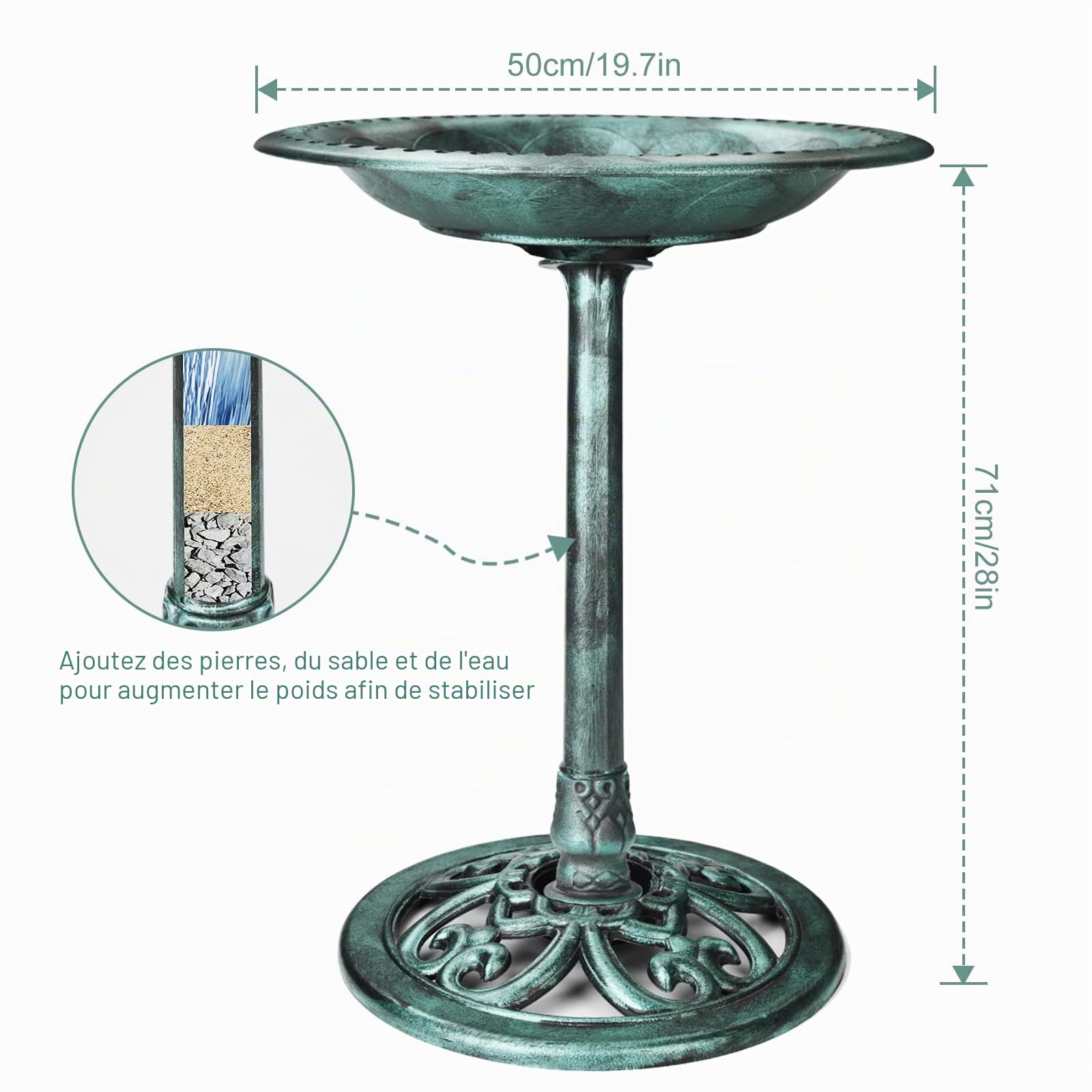 AMZtime Abreuvoir Solaire Oiseaux 2,5W Résistant Hiver Extérieur | Fontaine solaire intégrée Abreuvoir d'eau pour oiseaux sauvages Bain pour oiseaux. Idéal pour jardin et extérieur.