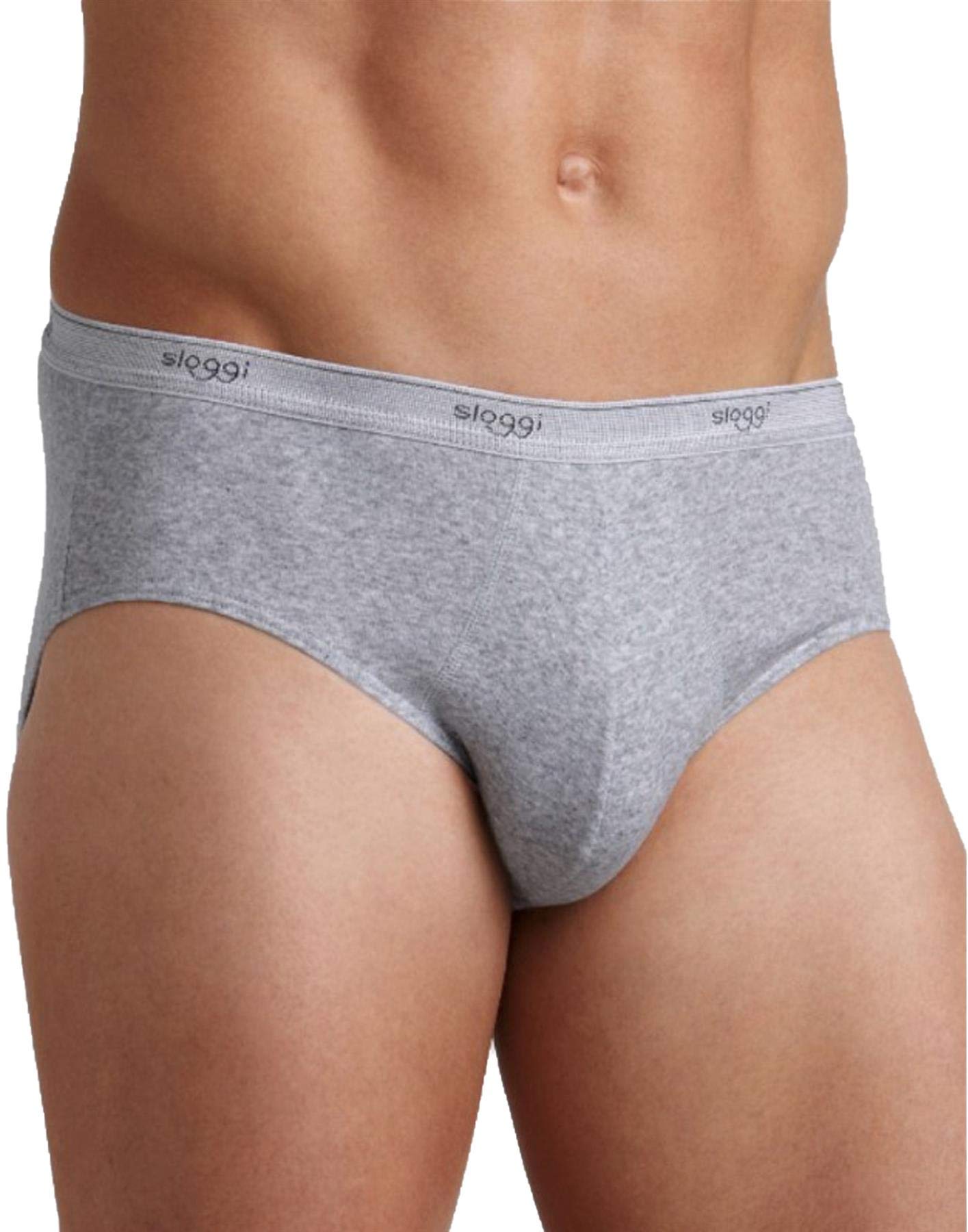 Sloggi Mens 2 Pack Basic Cotton Rich Midi Brief Grey 32