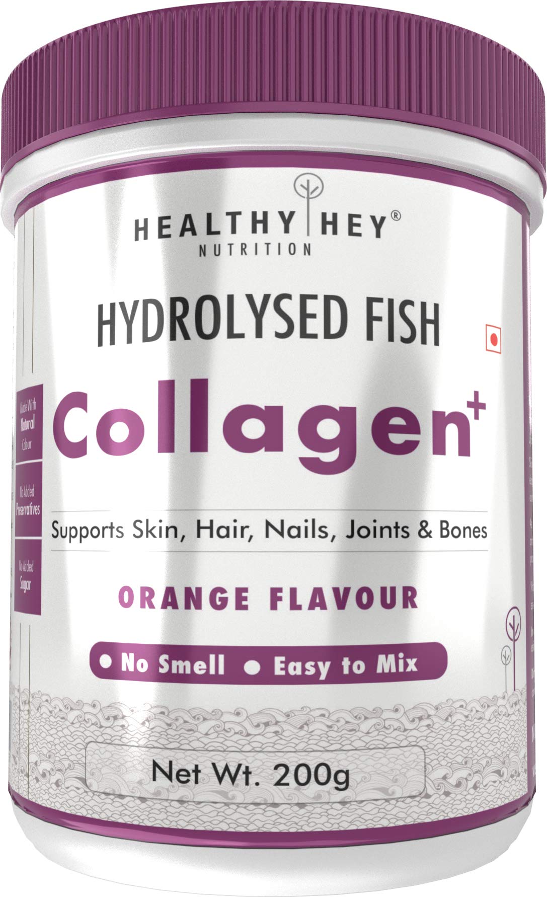 HealthyHey Nutrition Fish Collagen Powder, Orange Flavour, 200 g