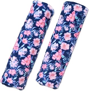 Baby Car Seat Belt Covers, Floral Stroller Seat Strap Covers, Car Seat Straps Shoulder Pads for Girls Boys, Minky Seat Belt Protectors for Car Seats/Pushchair, for Kids Newborn Infants Toddlers