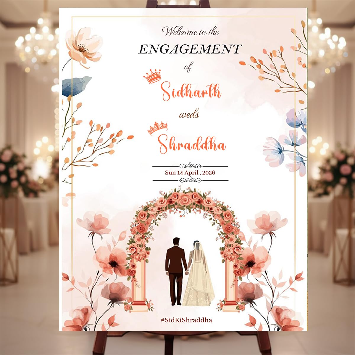 Party Perfect Designs Engagement Ceremony Personalised Welcome Board, Ring Ceremony Theme, Vinyl Pasted Sunboard, 3mm & 5mm, Multiple Sizes, Engagement Decor Sign (Engagement Soft Pastel Mix)-image-26