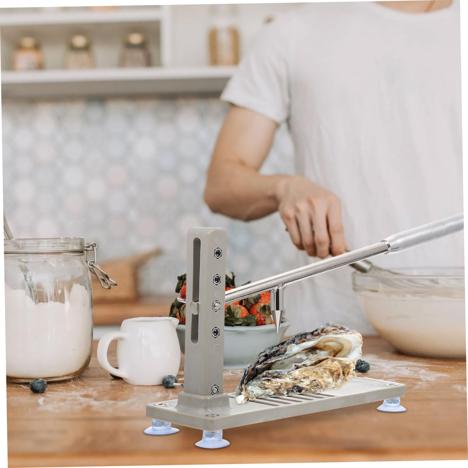 Zerodeko Herramienta Ajustable para Abrir Ostras Cortador De Ostras De Acero Resistente Palanca para Mariscos Usos Múltiples Cocina Hogar Fácil Manejo