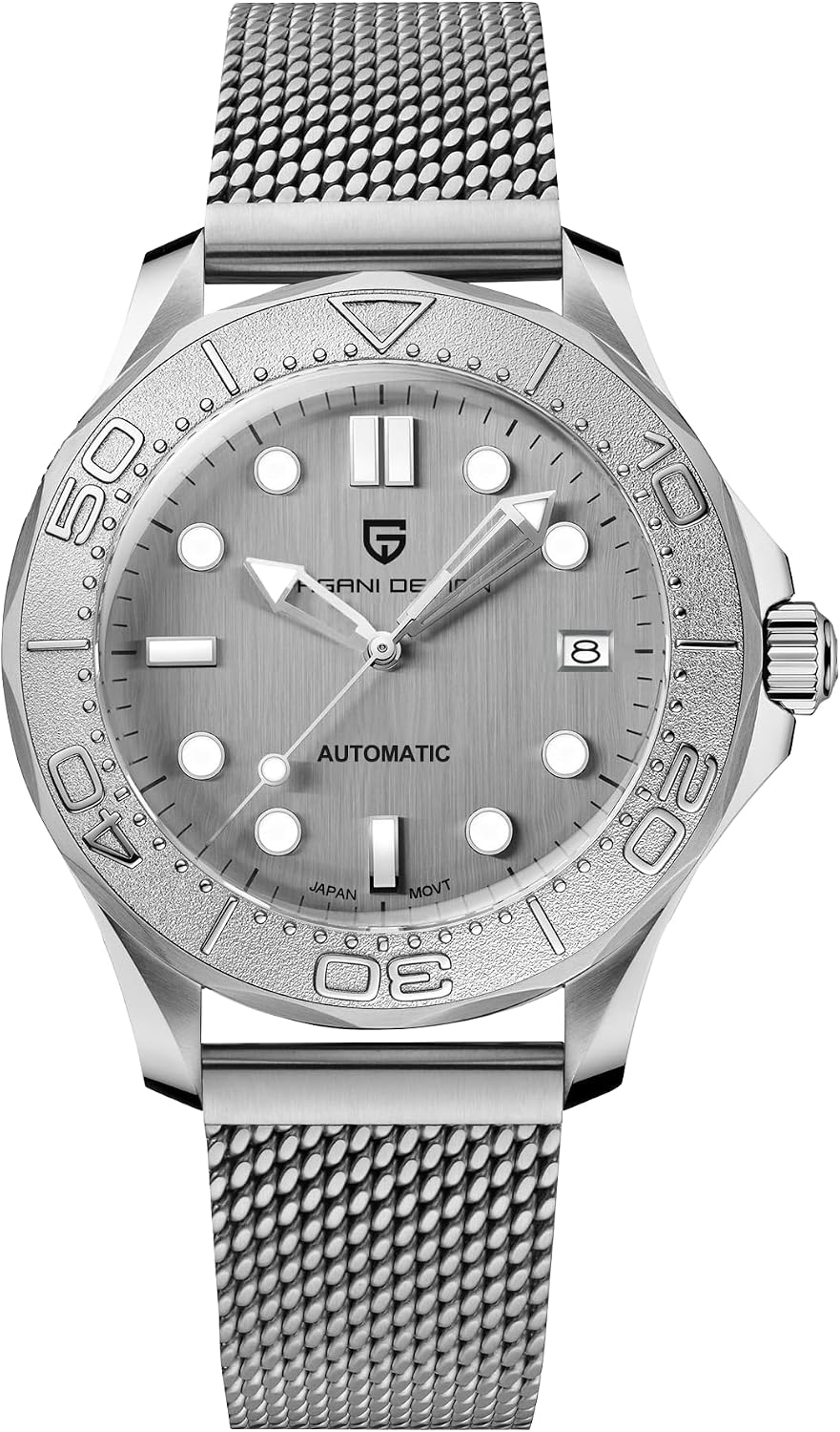 TYBERLEY Pagani Desgin 1818 Men's Classic Mechanical Watch Japanese Movement Rotating Stainless Steel Bezel 100M Waterproof Automatic Diving Watch Date
