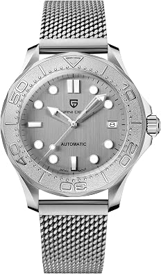 HaiQin Pagani Design 1818 Vintage Mens Automatic Mechanical Watch Japanese 8215 Movement Full Stainless Steel AR Synthetic Sapphire Waterproof Casual Sports Watch