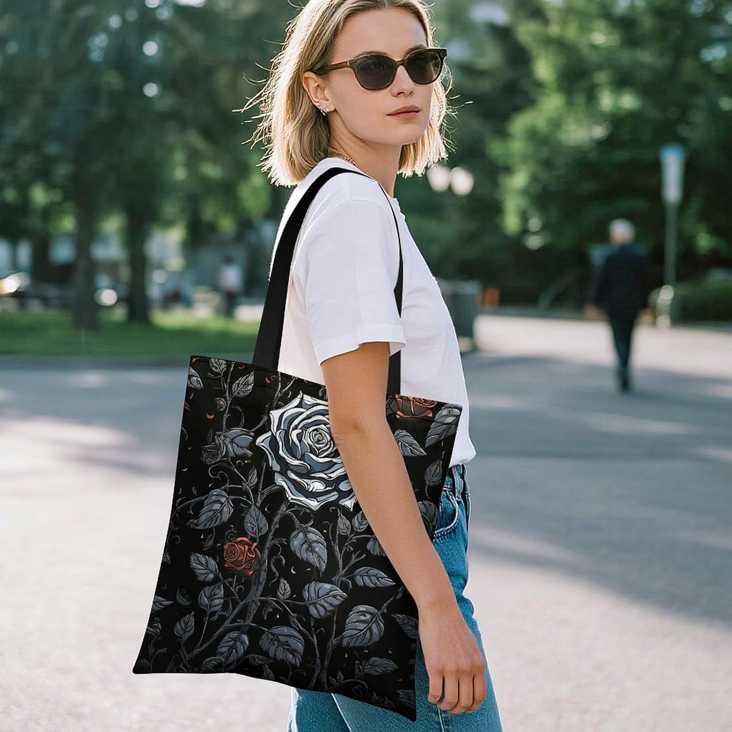 Rose Gothic Tote Bag Large Treat Bags for Women Men image 2