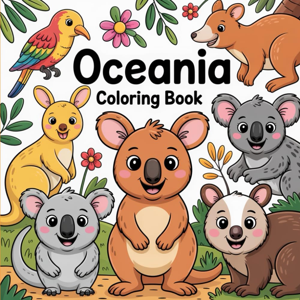 Oceania Coloring Book: A Fun Animal Coloring Book for Kids Ages 5–10
