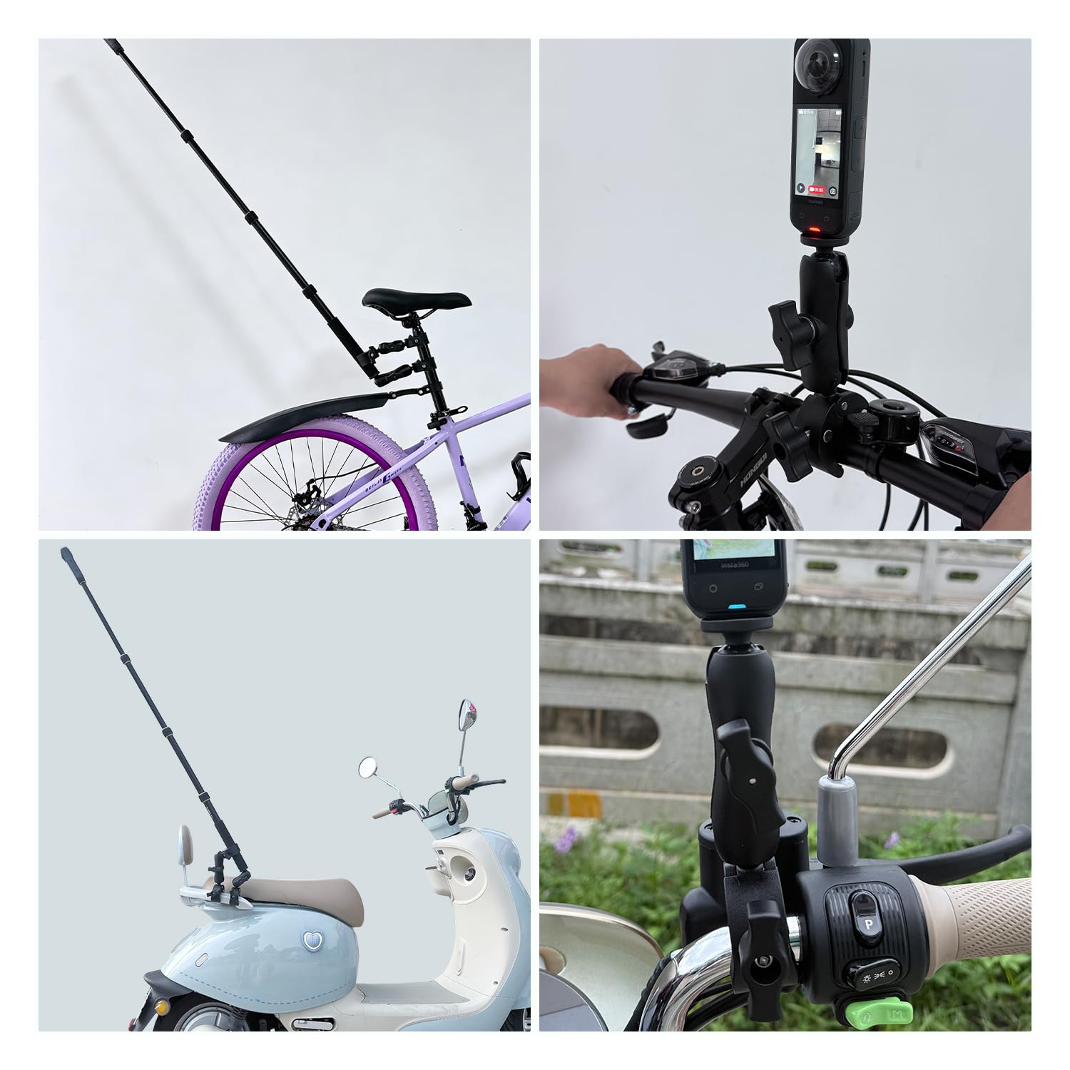 Motorrad Kamera Halterung 43" Stick Kompatibel mit Insta360 X5-X(Schwarz)