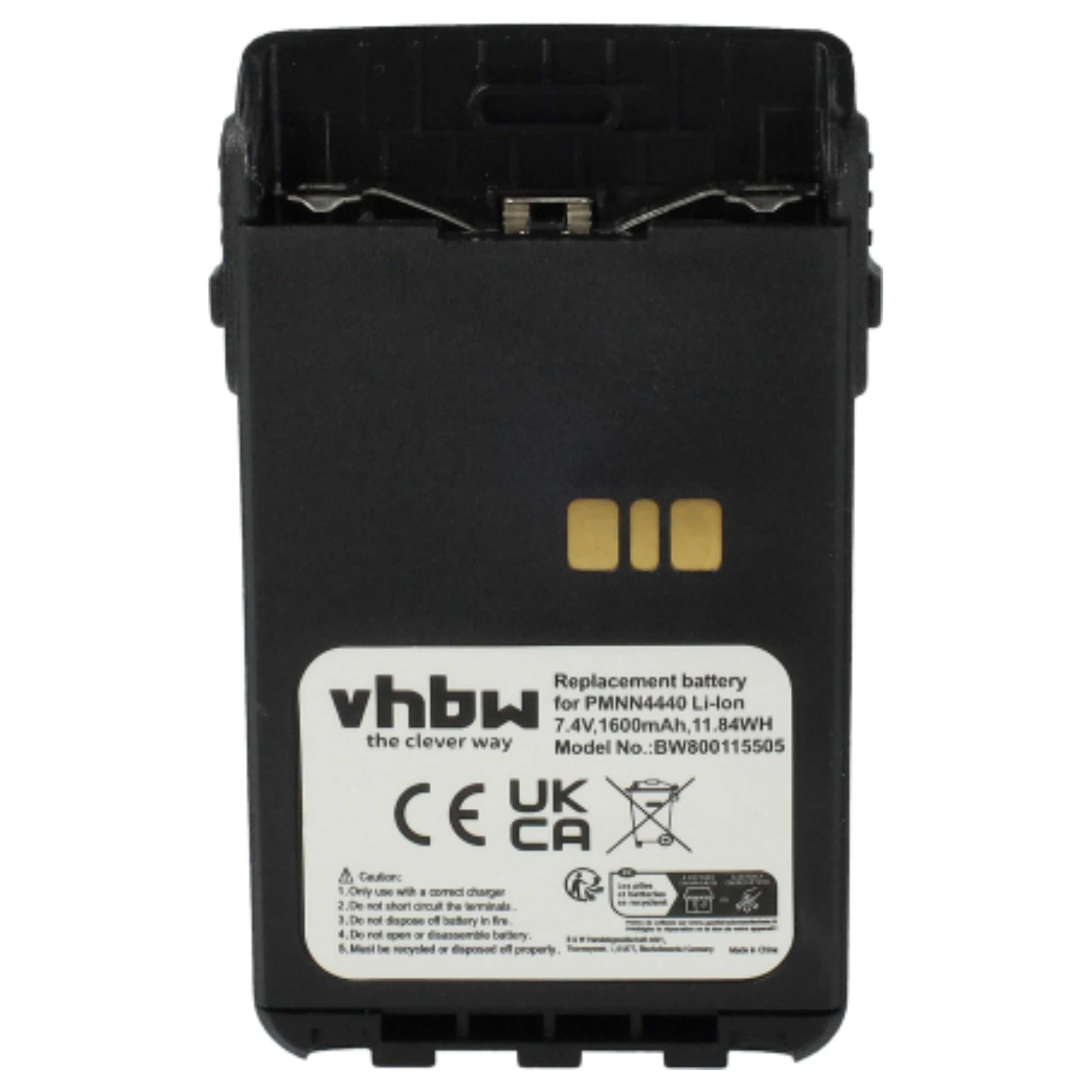 vhbw 2X Batterie Compatible avec Motorola MOTOTRBO DP3441 Radio Talkie-walkie (1600mAh, 7,4V, Li-ION)