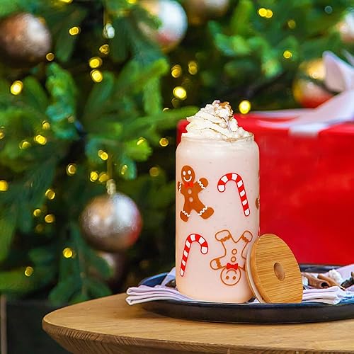 Miniatura 10 de Vasos de Navidad de 18 onzas para café helado de Navidad con tapas y pajitas, regalos de elefante blanco para adultos, vaso colorido de árbol de