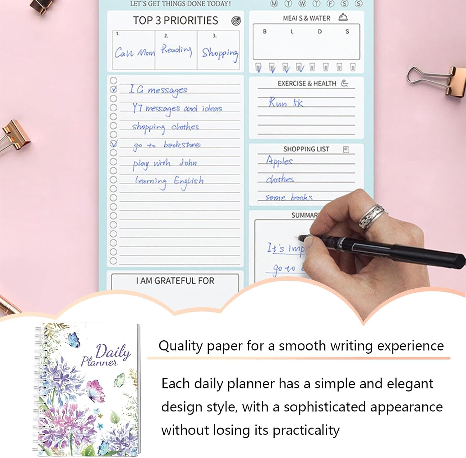 Planner Book, Daily Planner, Time Management Portable Task Organizer Compact Productivity Professional Journal Notebook for Men, Women, 8.27x5.83x0.79 Inches, Green, Red 6 71Hlyhfa+gL. AC SL1500