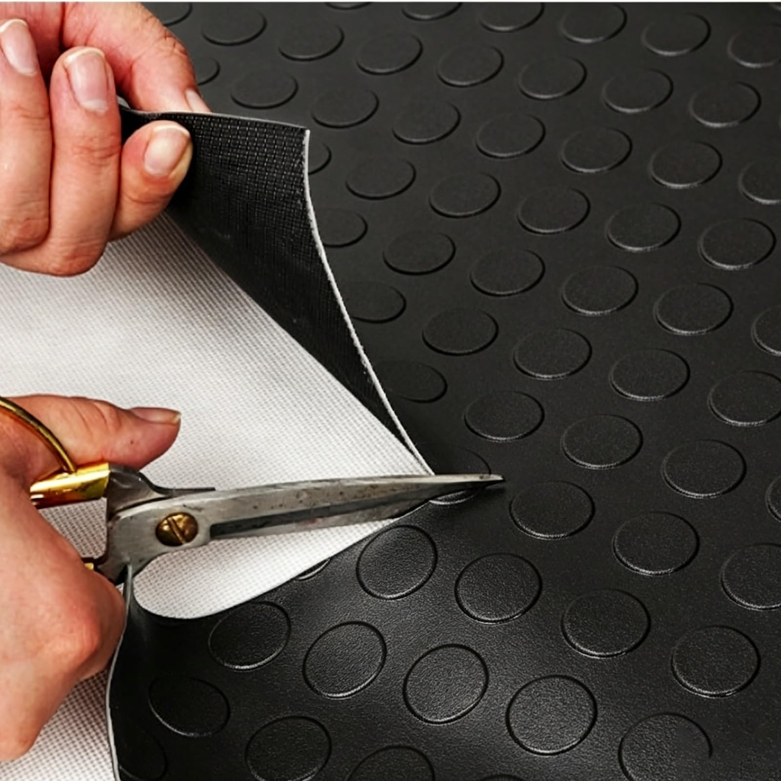 Elitix Coin Pattern Garage Flooring Mats Easy to Cut, Waterproof Non-slip Rubber Floor Rolls Kitchen/Garage, Electrocution Insulating Mat(Black,1.2 x 1.8m/3.9 x 5.9ft)