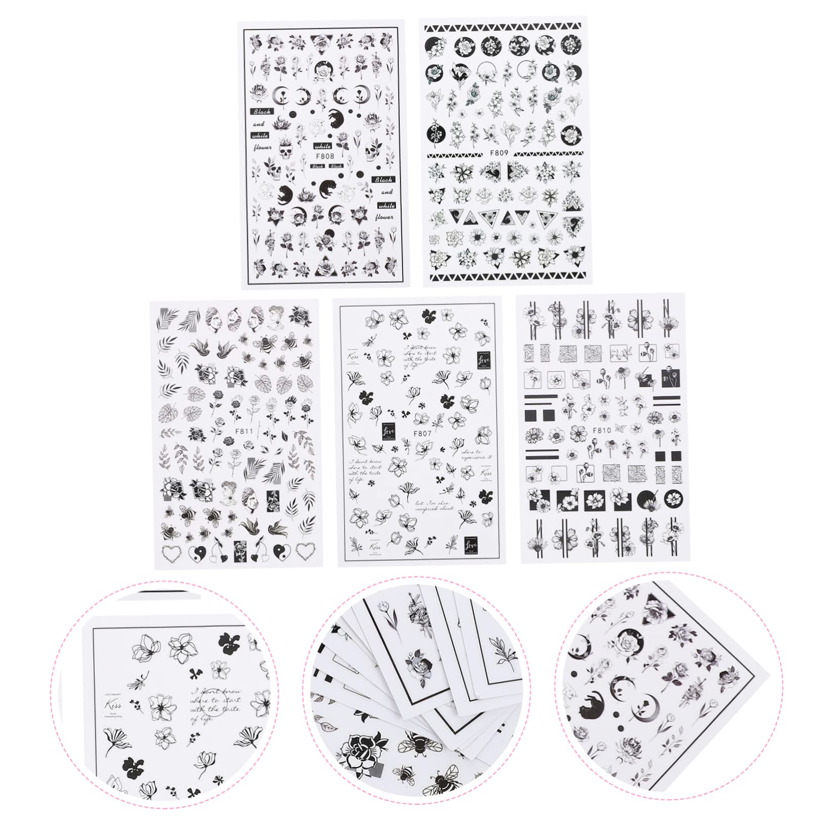 Healvian 50fogli Nail Art Stickers Fiori Eleganti Da Adesivi Per Unghie Autoadesivi Per Decorazioni Manicure Design Creativo Per Unghie e Artistiche Perfetti Per Doni e Decorazioni