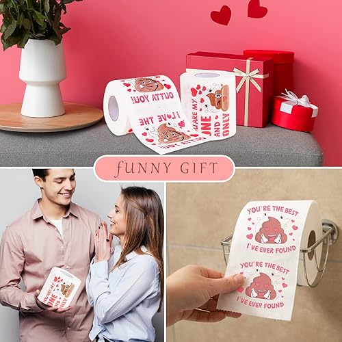 Miniatura 7 de 4 rollos de papel higiénico para el día de San Valentín, regalo divertido de broma para decoración del día de San Valentín, regalo de broma