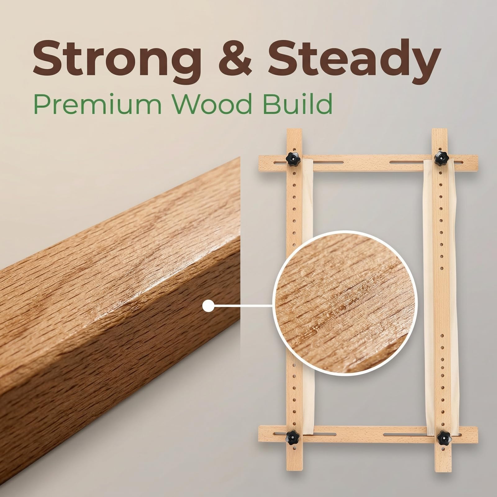 60x100cm Stickrahmen aus Holz, Quadratischer Kreuzstich-Stickrahmensatz Verstellbarer Ständer für Stickerei DIY Kreuzstich-Handwerk Nähzubehör für Stickerei, Nähen, Kreuzstich