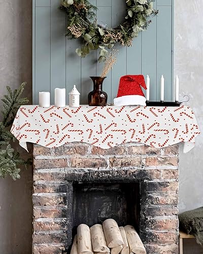 Miniatura 5 de Bufanda de Navidad para chimenea, bastón de caramelo, mantel de mantel, bufandas blancas y rojas para invierno, cubierta de mantel para sala de