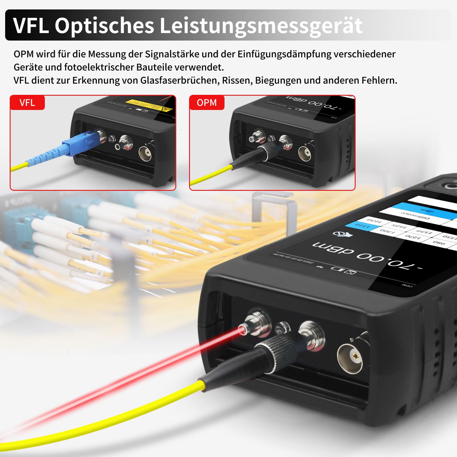 Henkion RJ45 Netzwerkkabeltester UTP-Kabeltester,Ethernet-Kabelverfolger, 4-Zoll-IPS-Touchscreen, unterstützt Netzwerktools, OPM, DMM, TDR, LEVEL METER, POE++-Erkennung, RJ45 TDR, Kabellänge,NCV