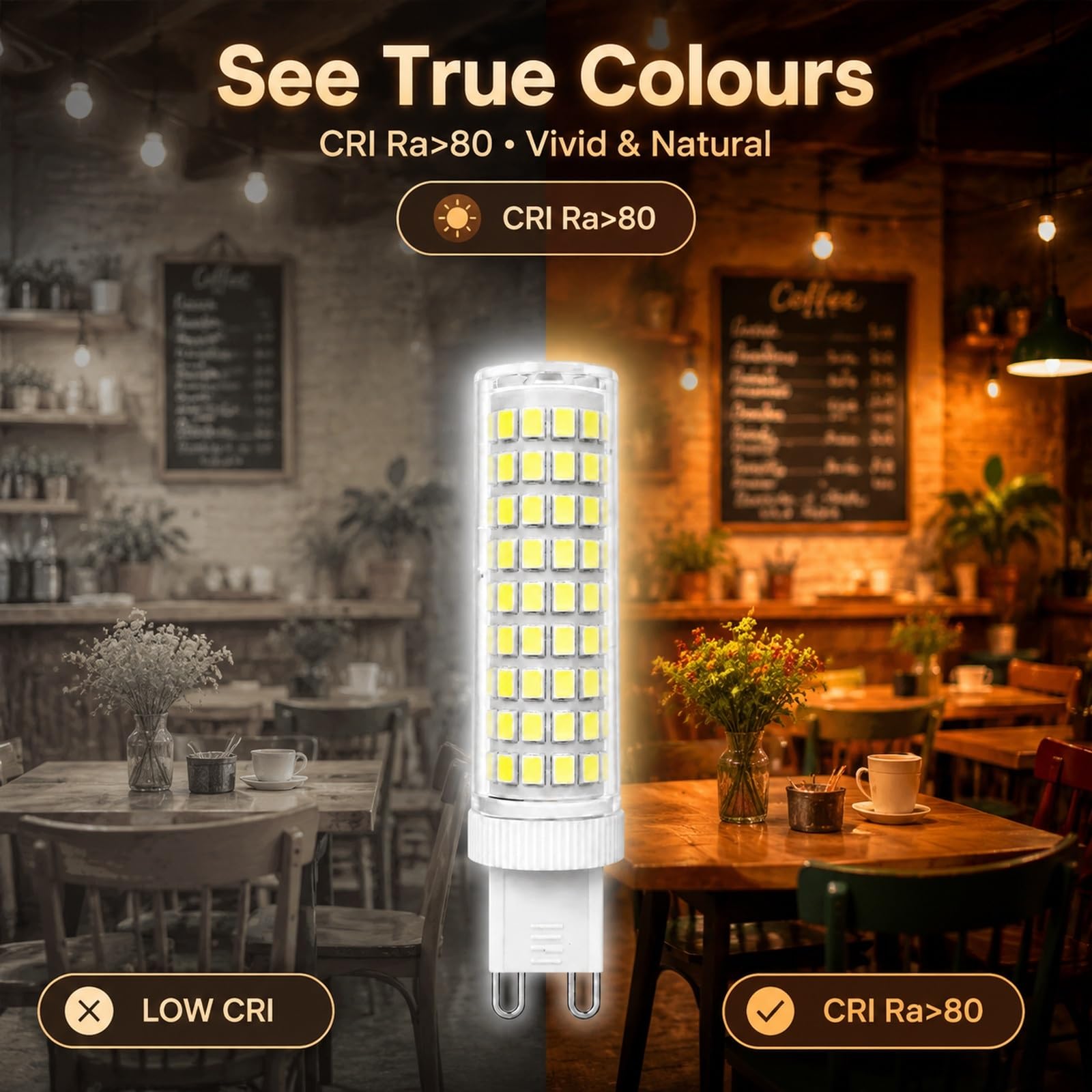 Bombillas LED G9 Mini Cerámica 15W, Luz Fría 6000K, Equivalente a 120W Halógena, 1000LM, No Regulable, Para Pequeñas Colgantes Cocina(10 Pack)