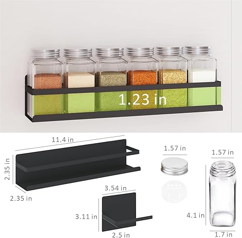 Miniatura 3 de Estante magnético para especias con frascos, estante magnético para especias para refrigerador, 24 tarros de especias con etiqueta, estantes