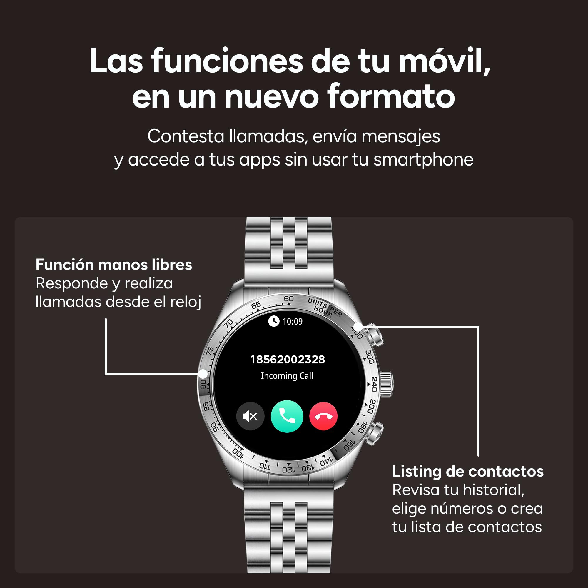 KSIX Elite Go Smartwatch Metálico, Pantalla AMOLED 1.43", Autonomía 7 días, IP67, +100 Modos Deporte, Llamadas, Plateado