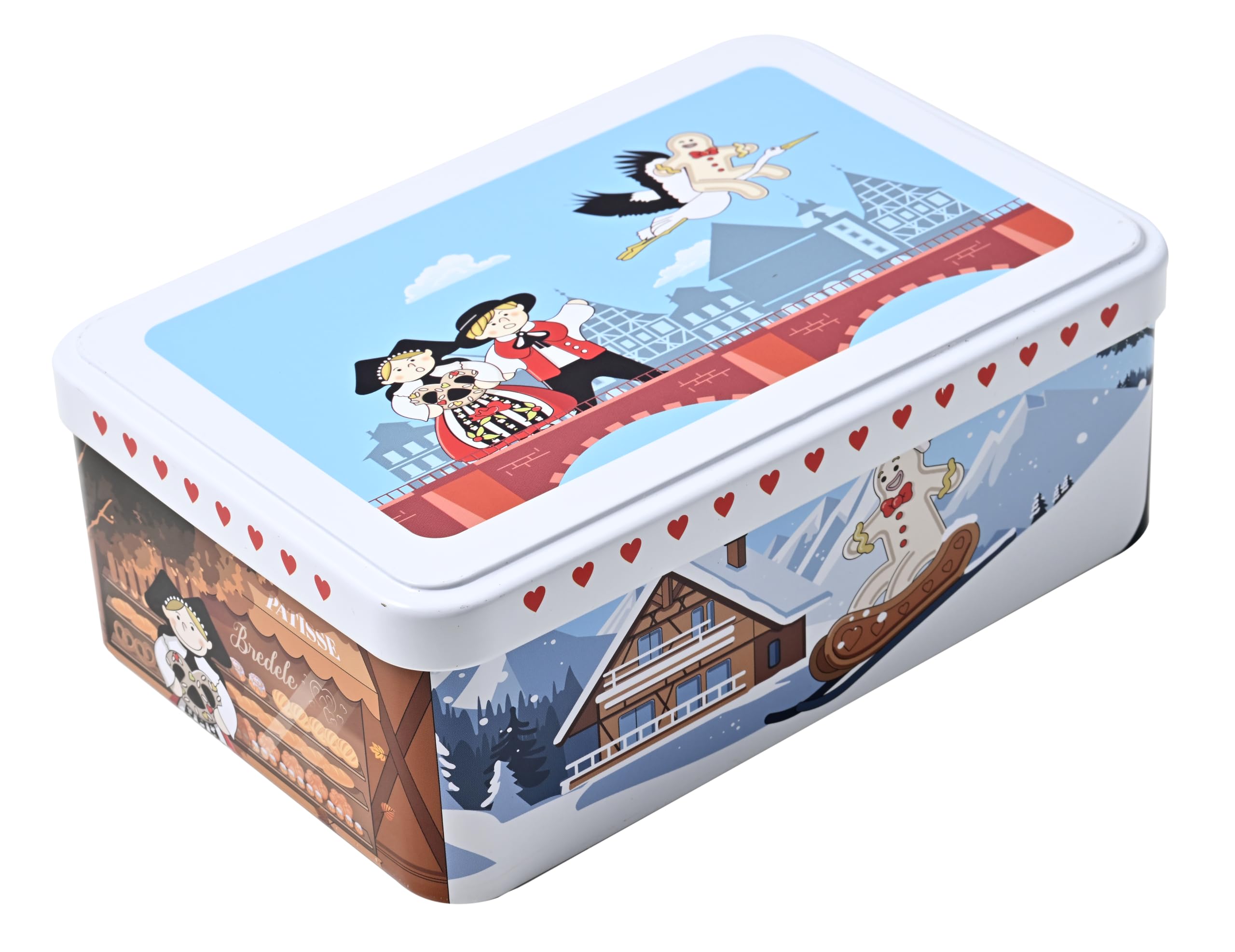 Boîte métal Patisse Alsace vide rectangulaire 19,5x13x7 cm