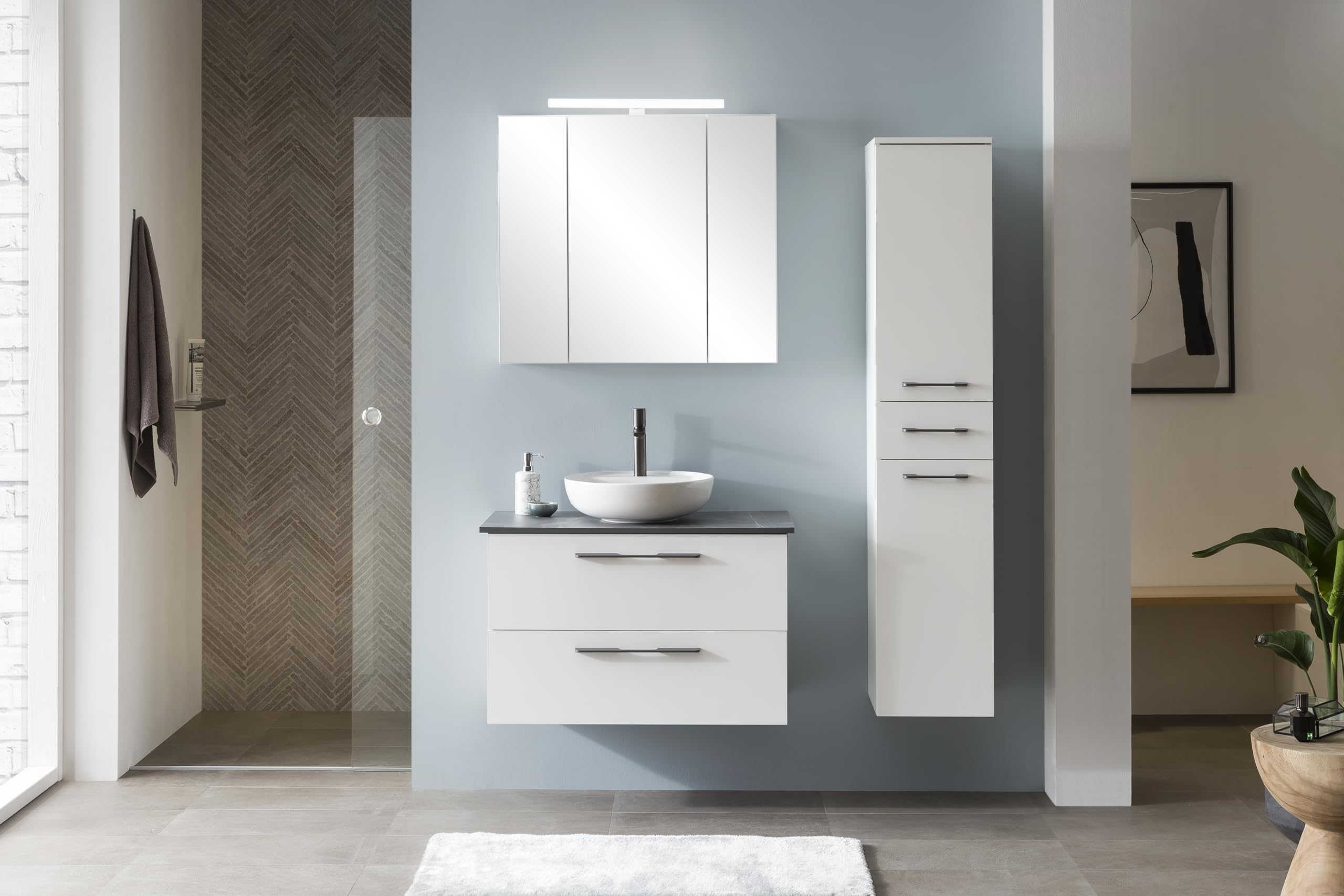 Schildmeyer Spiegelschrank Maxim 155029, mattweiß, 80 x 16 x 74,7 cm
