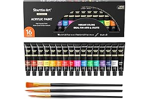 Acrylic Paint Set for Air Dry Clay - Shuttle Art 16 x 12ml Tubes