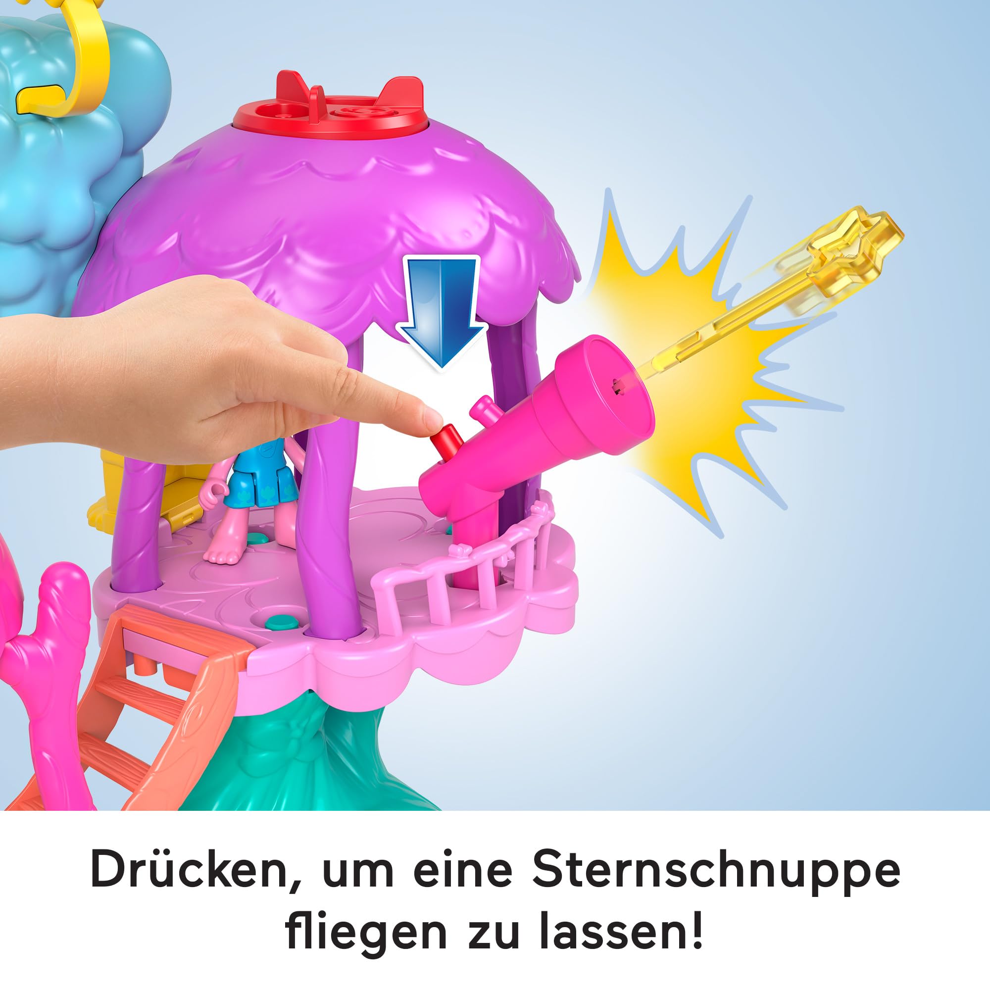 Fisher-Price IMAGINEXT DreamWorks Trolls Regenbogen-Baumhaus - Lichter, Geräusche, Spielbereiche, bewegliche Poppy-Figur, für Vorschulkinder ab 3 Jahren, HML49