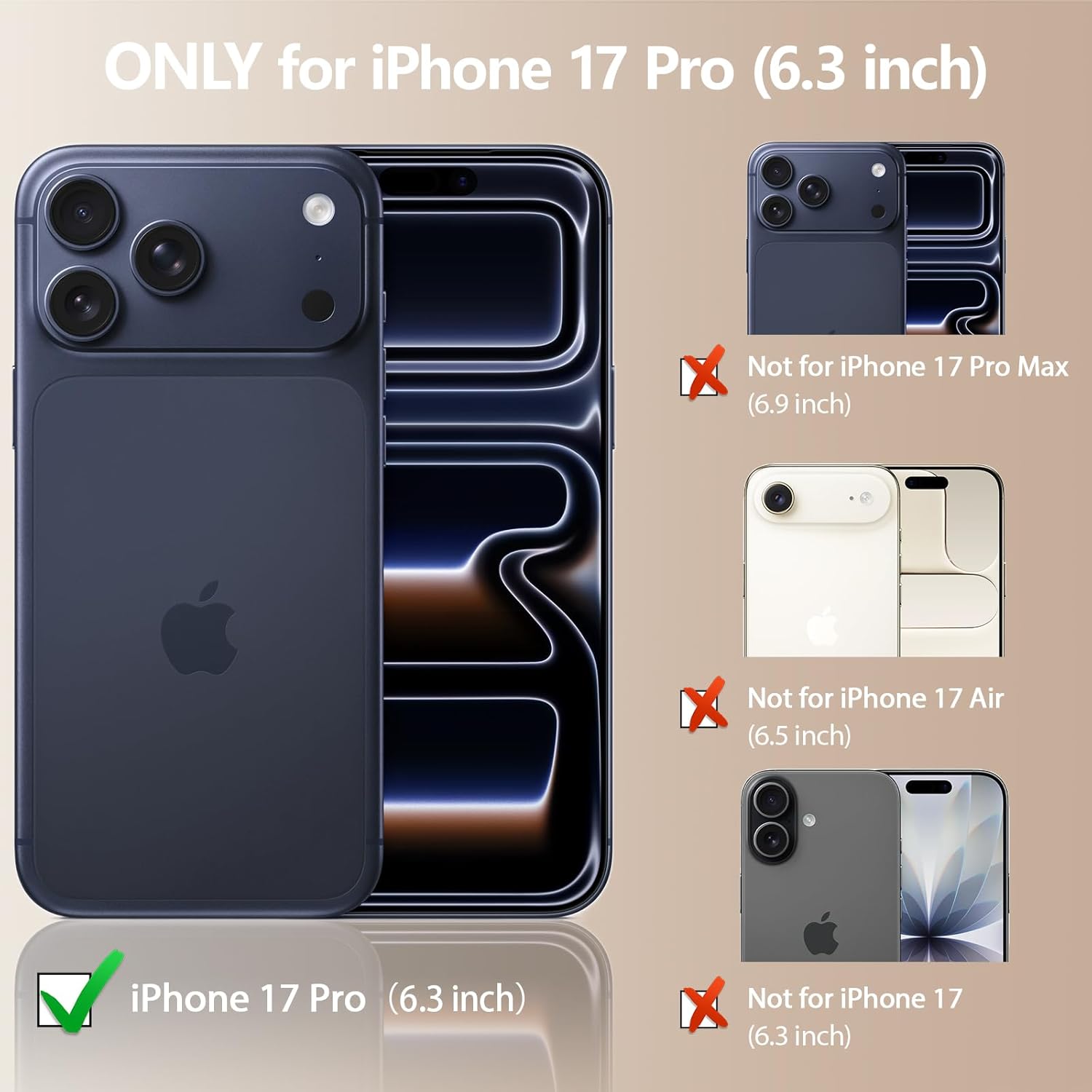 LOHASIC for iPhone 17 Pro Case Wallet with Card Holder, 360° Rotation Ring, RFID Blocking, 5 Card Slots, PU Leather 6.3" Cover for Apple 17 Pro Men Women, Beige - Image 5