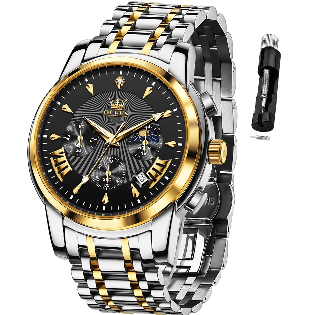 OLEVS Mens Watches Business Dress Stainless Steel Waterproof Casual Male Watch