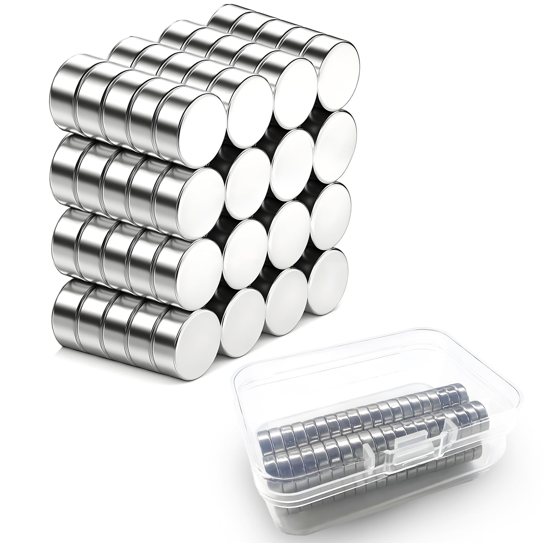 NXPUXP 80 Pack Round Strong Magnets,8mm X 3mm Neodymium Magnet,With box,for White Board,Fridge, Pin Board and DIY Picture
