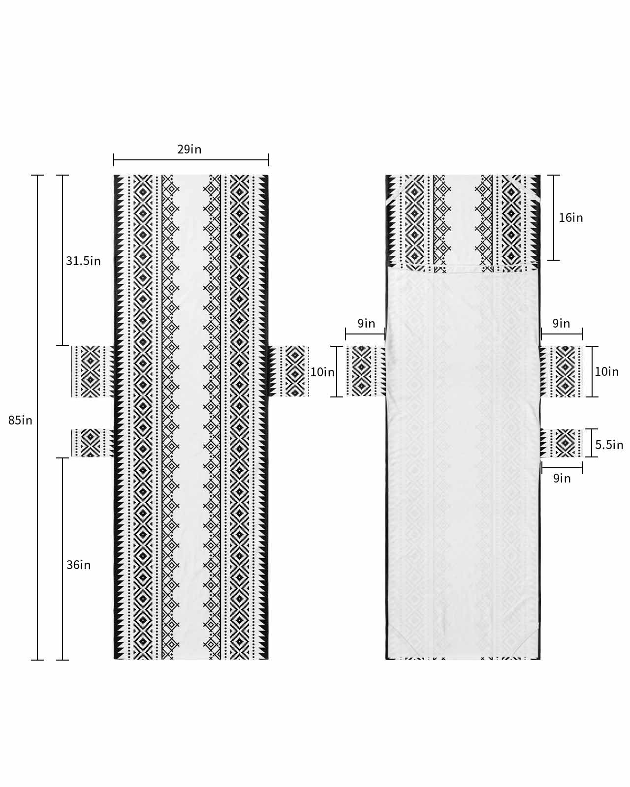 Black White Beach Lounge Chair Towel Cover, Soft Chaise Lounge Towel with Side Pockets Patio Pool Chairs Cover for Beach/Pool Sunbathing 29x85 Boho Geometric Tribal Stripes Minimalist Bohemia