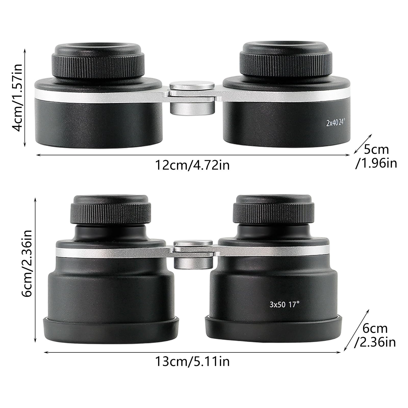 Binocolo 3x50 con scatola porta cordino per campeggio, 2x40