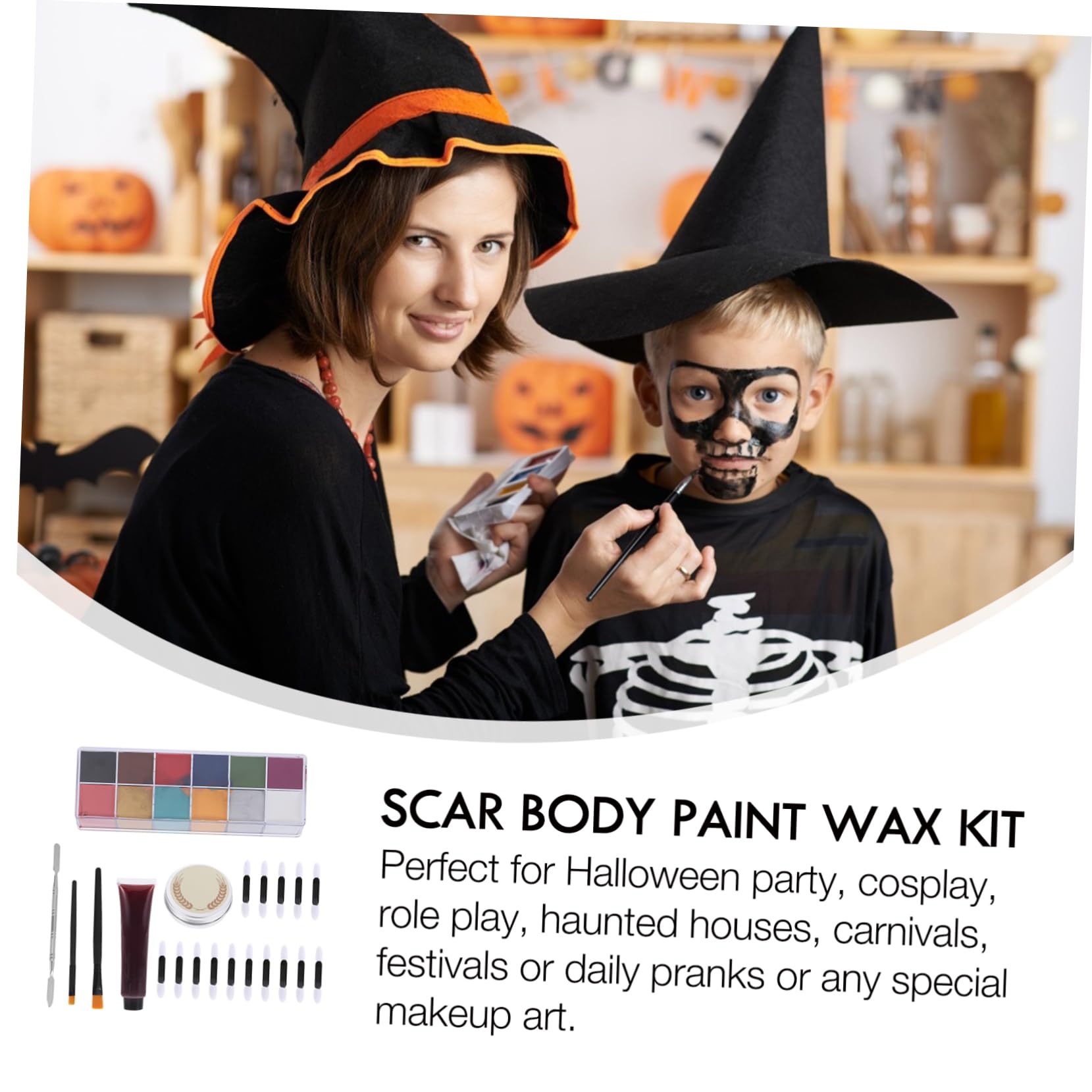DOITOOL 56piezas Kit de Pintura Corporal de Cera para Maquillaje de Efectos Especiales para Festivales y Escenarios Incluye Maquillaje para Heridas Falsas