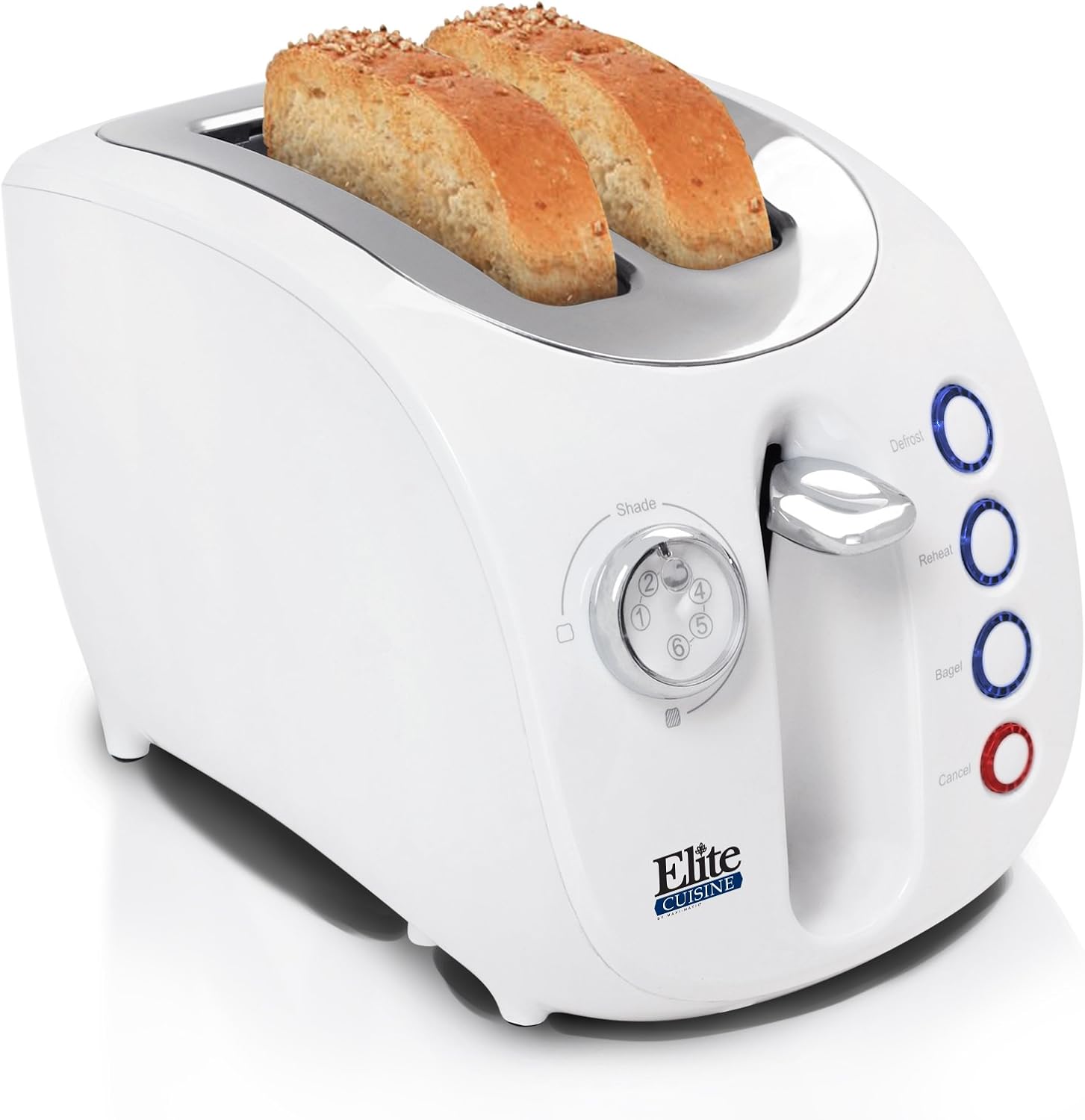 Maxi-Matic Elite Cuisine ECT-231W 2-Slice Cool Touch Toaster with Illuminated Buttons, White