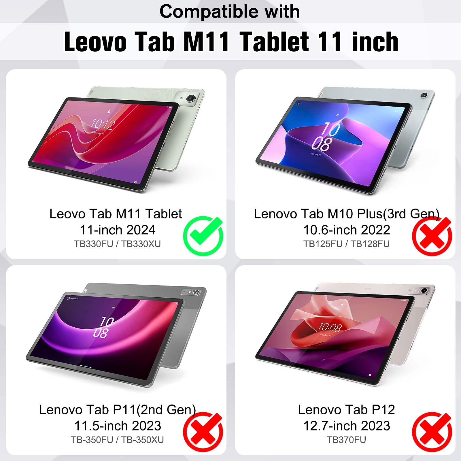 DLveer Cover per Lenovo Tab M11 11 Pollici con Porta Penna - Ultra Sottile Smart Cover Morbida in TPU con Supporto,Funzione Auto Svegliati/Sonno,Custodia Per Lenovo Tab M11 11'' TB330FU/TB330XU,Nero