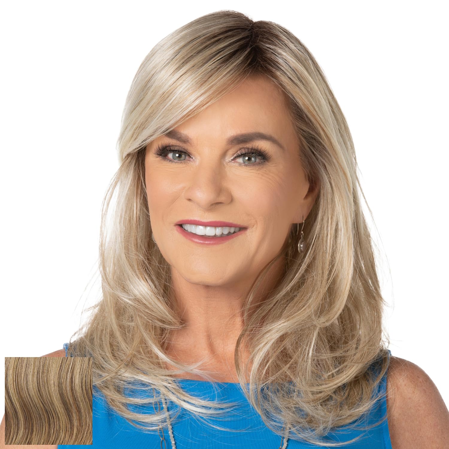 Toni Brattin Suddenly Beautiful Wig - Long, Shoulder-Length Cut with Eye-Lash Bangs - Heat-Friendly Synthetic Fiber Looks & Feels like Natural Hair - Adjustable & Comfortable (Dark Brown, Regular)