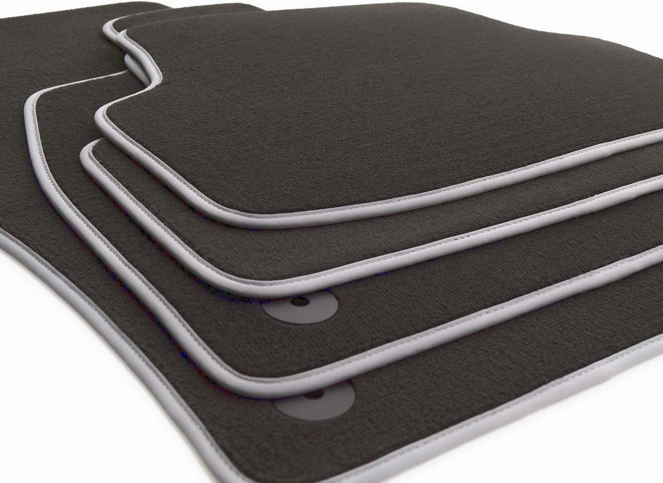 Floor Mats Suitable for A4/S4/RS4 B8 8K/A5 Sportback Premium Quality Velour Car Mats Anthracite 4-Piece Nubuck Edging Silver