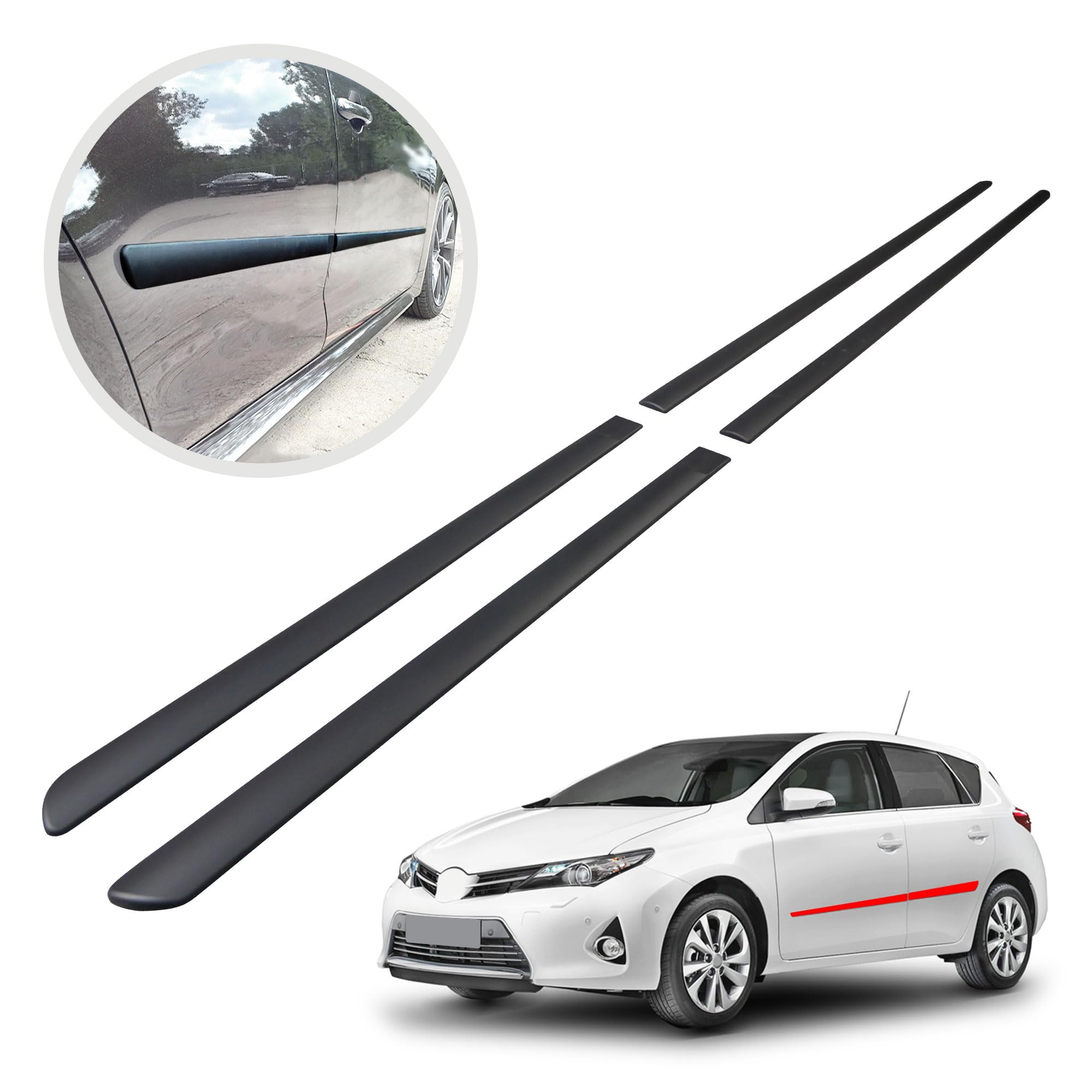 CHROMEMASTER | Modanature Laterali | Compatibile con Toyota Auris 5 Porte Hatchback 2013-2015 | Plastica Le Modanature Laterali Proteggono la Vernice Della Portiera Dell'auto da Graffi e Danni