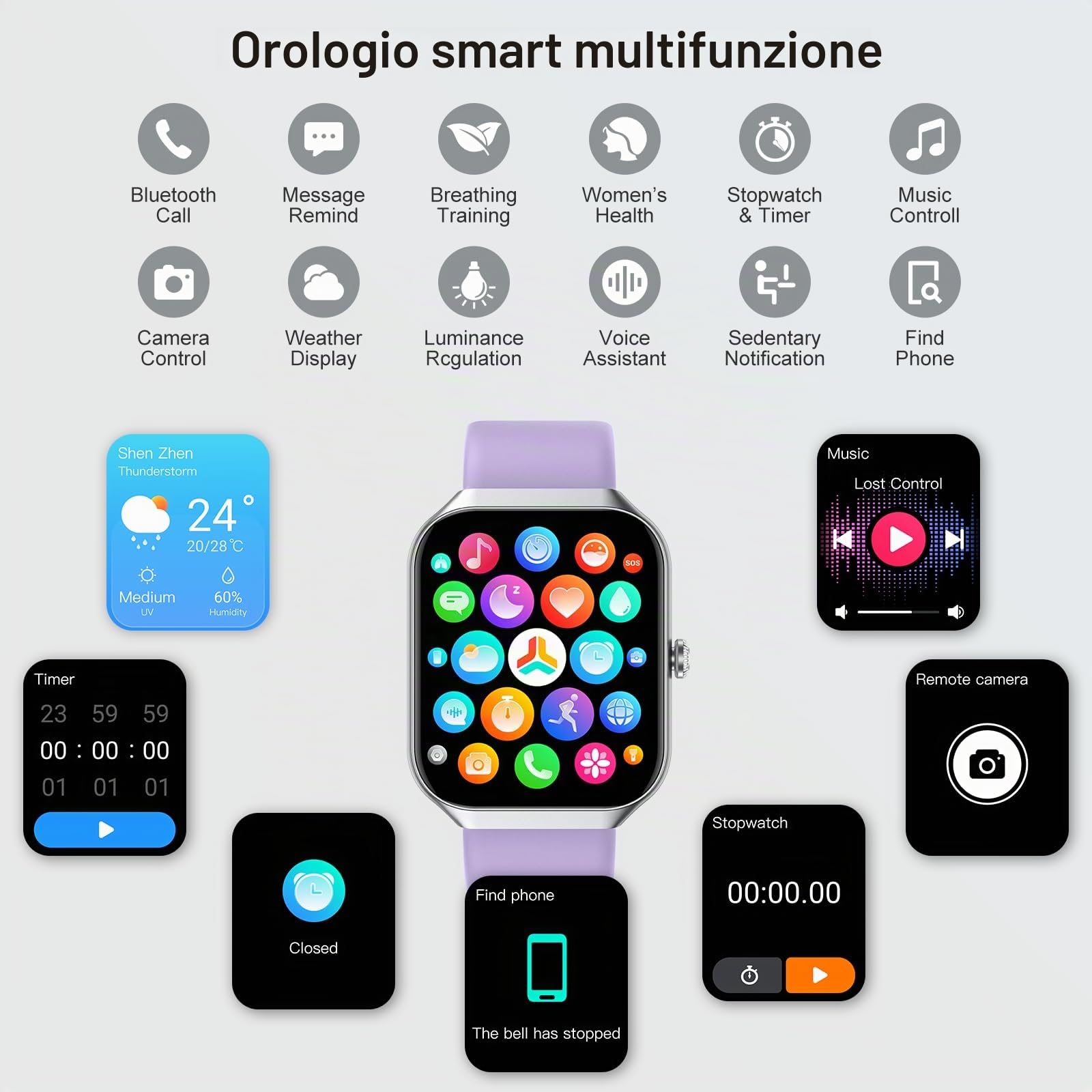 Smartwatch Uomo Donna,1.96" Orologio Smartwatch con Effettua/Risposta Chiamate,113+Sportive Smart Watch con Contapassi/24H Cardiofrequenzimetro/Sonno, Impermeabile IP68,Tracker per Android iOS Beige