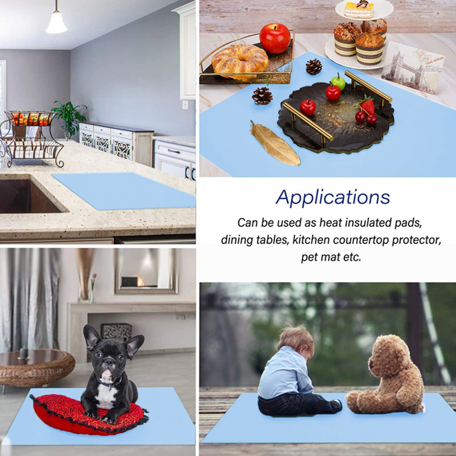 Tapis de protection de table antidérapant et anti-salissure, grande taille, tapis en silicone imperméable et résistant à l'huile, facile à nettoyer, set de table de cuisine en silicone, noir, 80 x 50