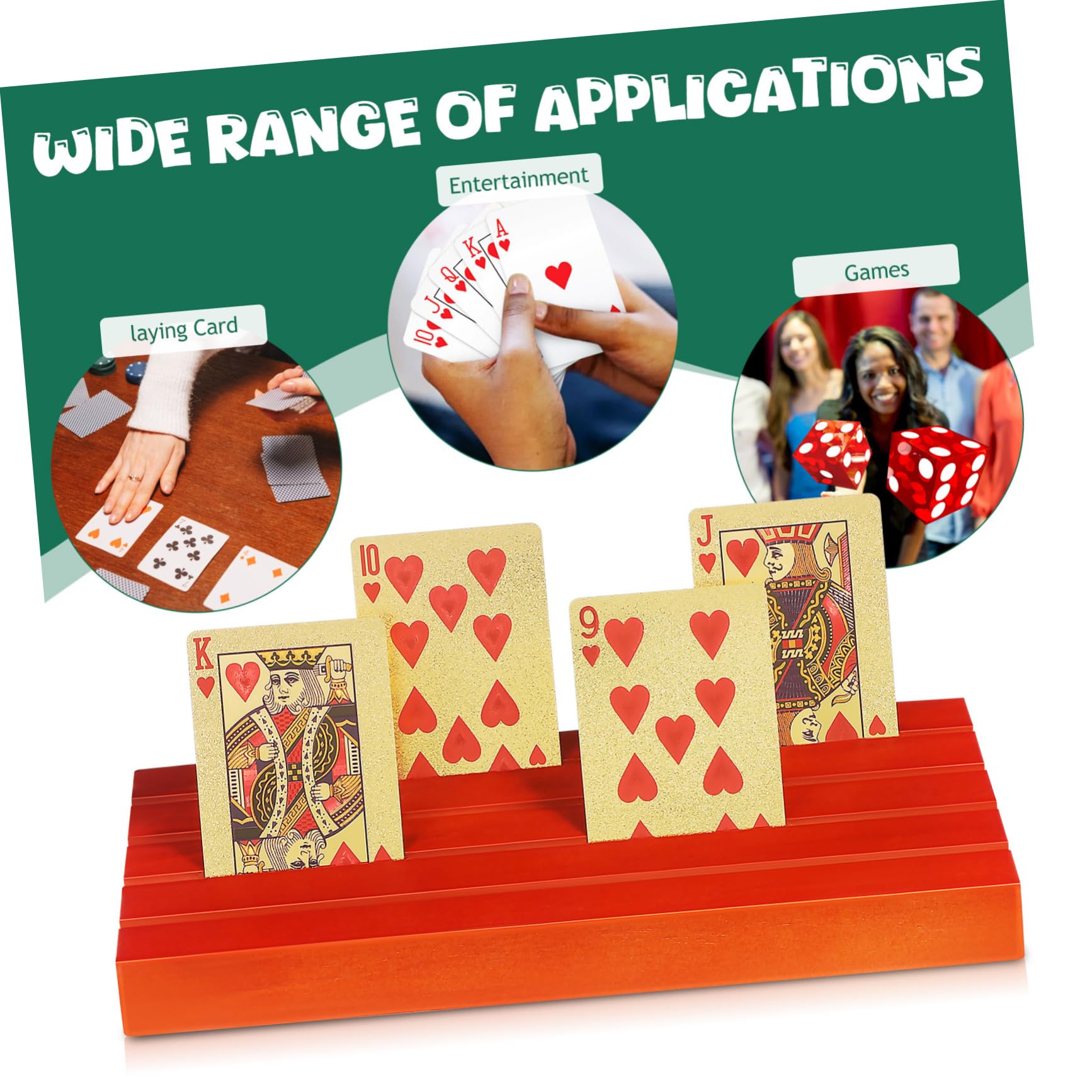 2 Pièces Support Cartes à Jouer Bois Base Stable Porte-Cartes Polyvalent pour Jeux de Poker et Rangement Médium Marron Accessoire Pratique pour Parties et Soirées